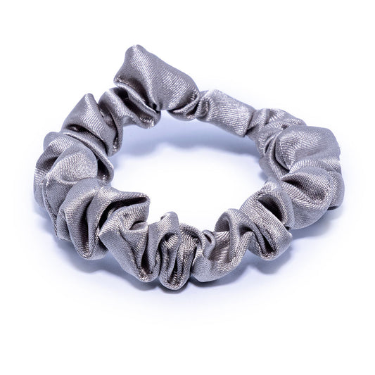 Silver Gray Silk Scrunchie